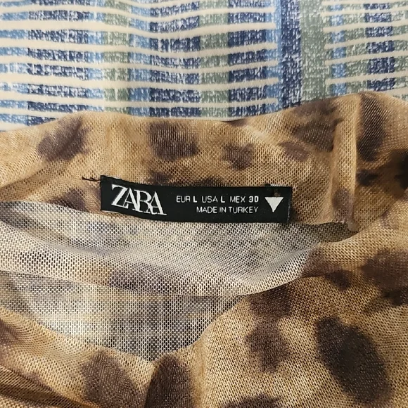 Zara Brown Leopard Print Blouse - Picture 4 of 4